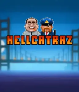 Dive into the thrilling world of the Hellcatraz game by Relax Gaming, highlighting a comic-style prisoner and a guard with the infamous Alcatraz prison and San Francisco skyline in the background. This image portrays the fun and humor of an escape-themed game, great for fans of retro gaming, providing a nostalgic escape. 