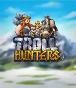 Immerse yourself in "Troll Hunters," where fierce Viking warriors prepare to take on their foes. The logo features a male and female Viking, dressed for battle, set against a frosty mountainous backdrop. They radiate power and determination, symbolizing the spirit of the game's adventurous theme.